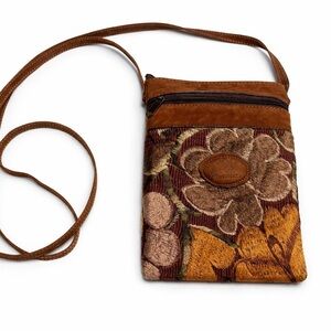 Handmade Guatemalan Floral Tapestry Leather Crossbody Bag | Boho Artisan Purse